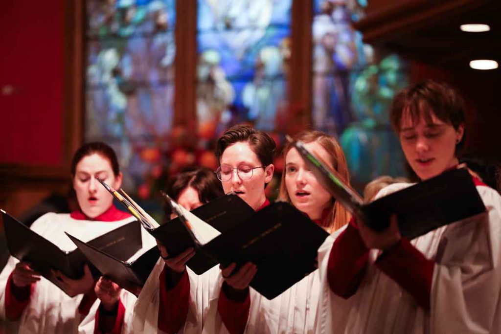 Choristers singing from scores at All Saints' Atlanta