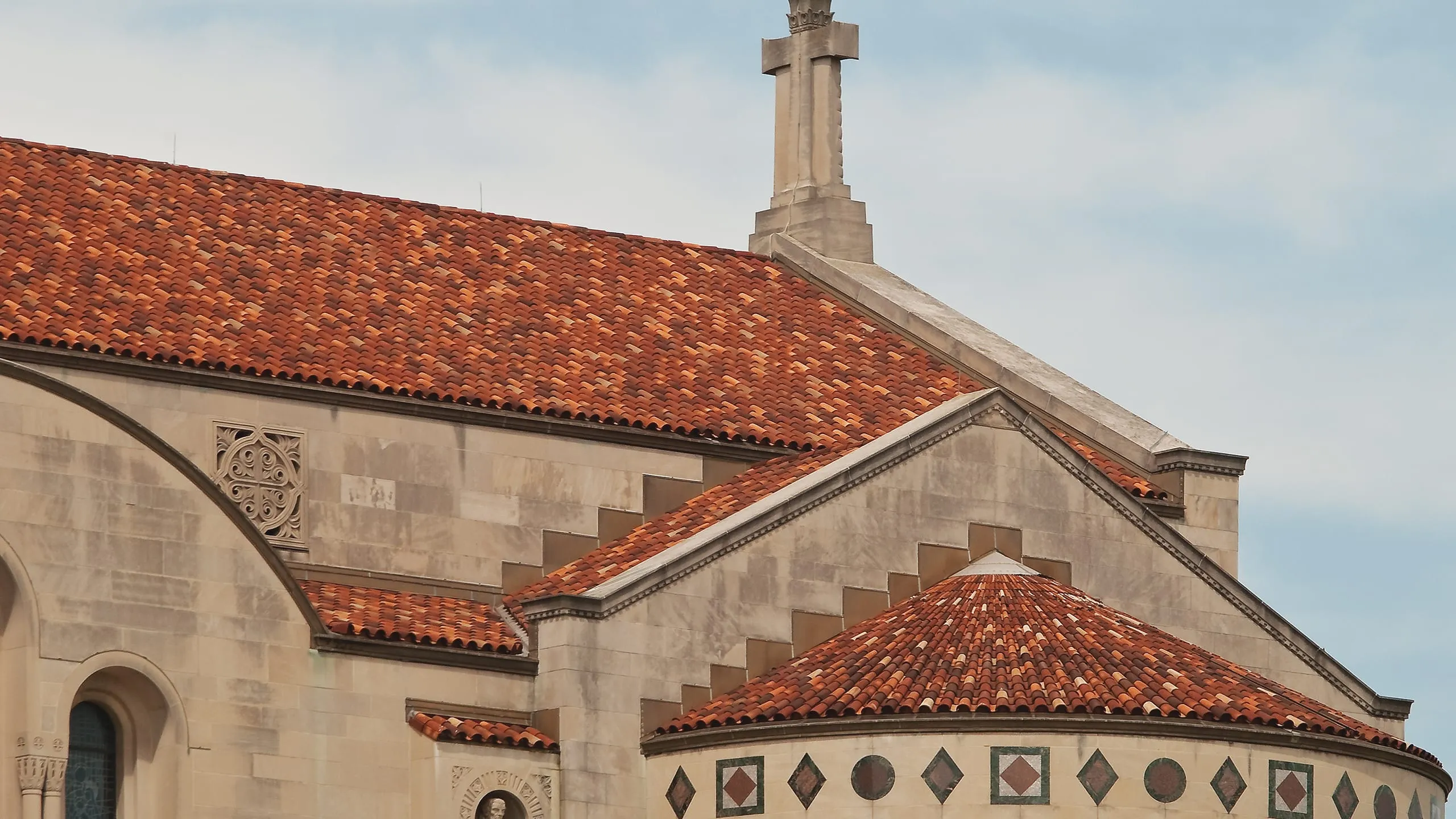 Tiled apse and gable at the National Basilica