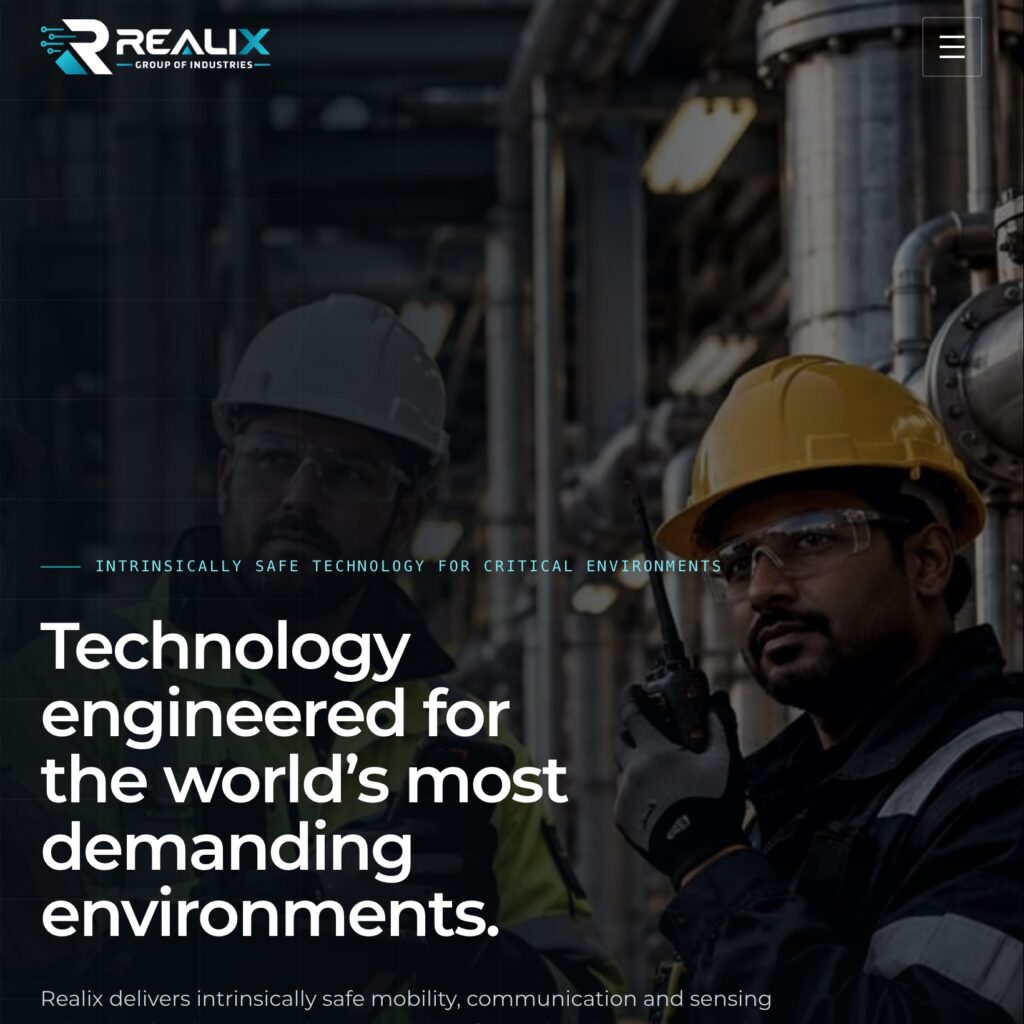 realix.co.uk home page on a tablet